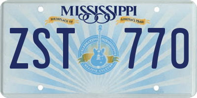 MS license plate ZST770