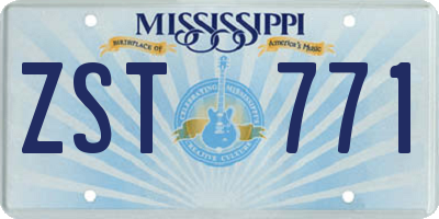 MS license plate ZST771