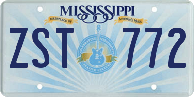 MS license plate ZST772