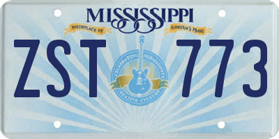 MS license plate ZST773
