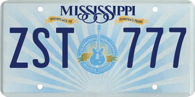 MS license plate ZST777