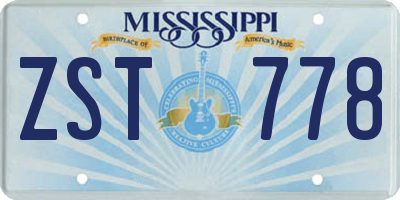 MS license plate ZST778