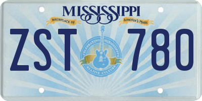 MS license plate ZST780