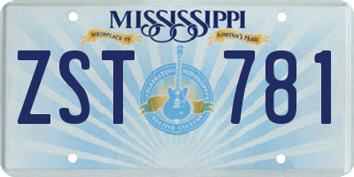 MS license plate ZST781