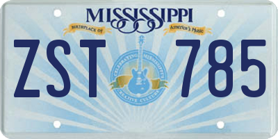 MS license plate ZST785