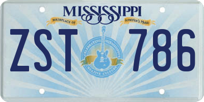 MS license plate ZST786