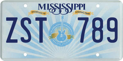 MS license plate ZST789