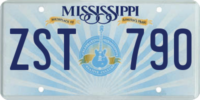 MS license plate ZST790