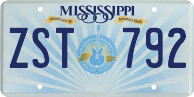 MS license plate ZST792