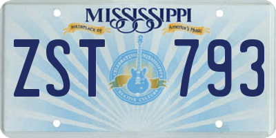 MS license plate ZST793