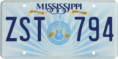 MS license plate ZST794