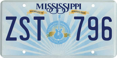 MS license plate ZST796