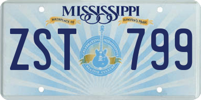 MS license plate ZST799