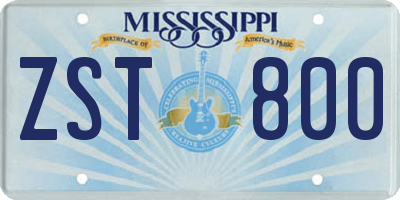 MS license plate ZST800