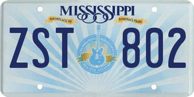 MS license plate ZST802