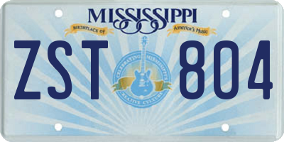 MS license plate ZST804
