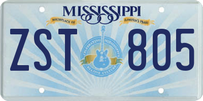 MS license plate ZST805