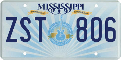 MS license plate ZST806