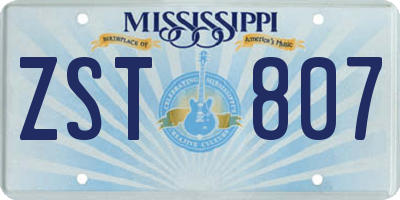 MS license plate ZST807
