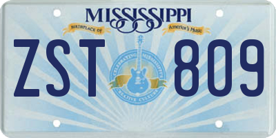 MS license plate ZST809