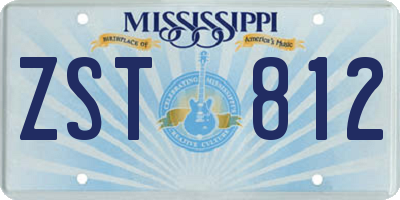 MS license plate ZST812