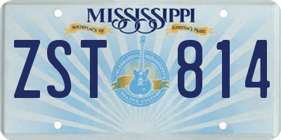 MS license plate ZST814