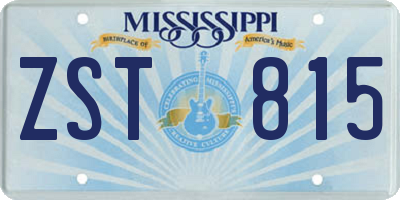 MS license plate ZST815