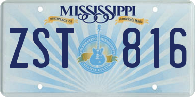 MS license plate ZST816