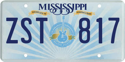 MS license plate ZST817