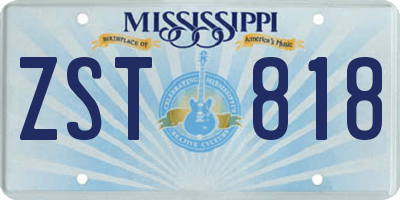 MS license plate ZST818