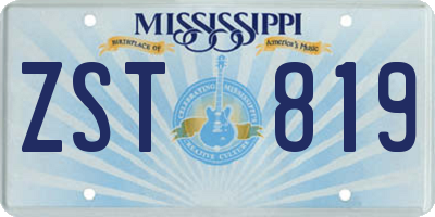 MS license plate ZST819