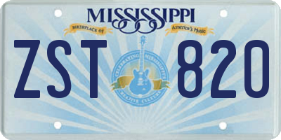 MS license plate ZST820