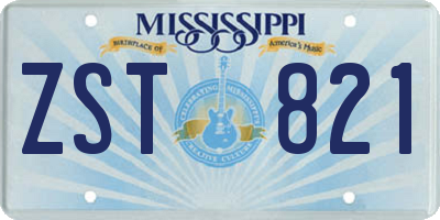 MS license plate ZST821