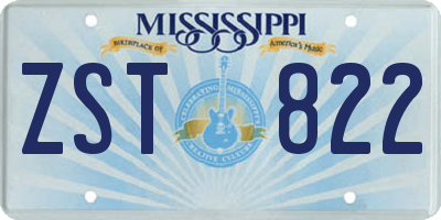 MS license plate ZST822