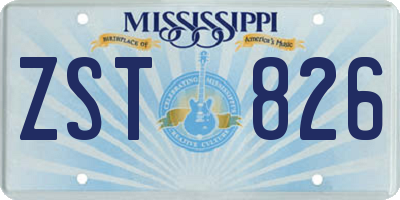 MS license plate ZST826