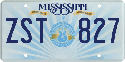 MS license plate ZST827
