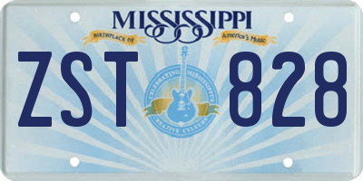 MS license plate ZST828