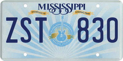 MS license plate ZST830