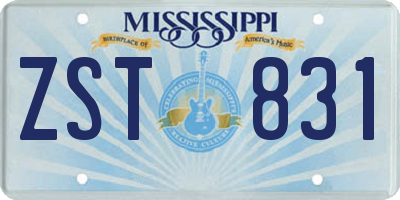 MS license plate ZST831