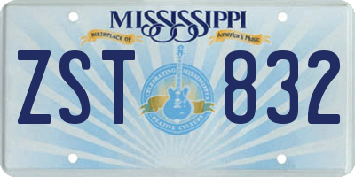 MS license plate ZST832