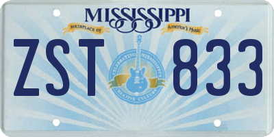 MS license plate ZST833