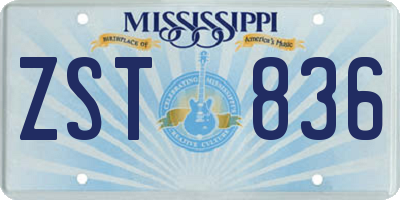 MS license plate ZST836