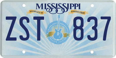 MS license plate ZST837