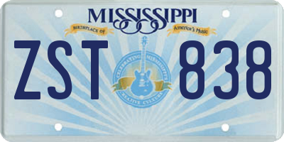 MS license plate ZST838