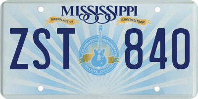 MS license plate ZST840