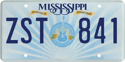 MS license plate ZST841