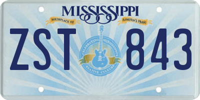 MS license plate ZST843