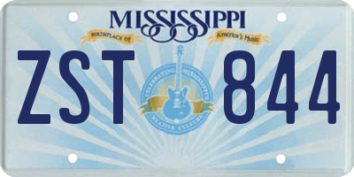 MS license plate ZST844
