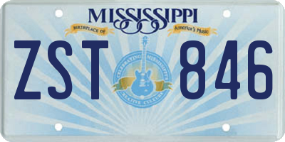 MS license plate ZST846