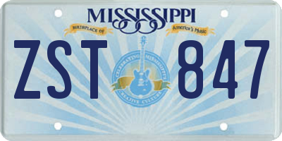 MS license plate ZST847